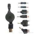 Mobile Phone Charger Kit with USB Retractable Cable and Optional Charger Tips